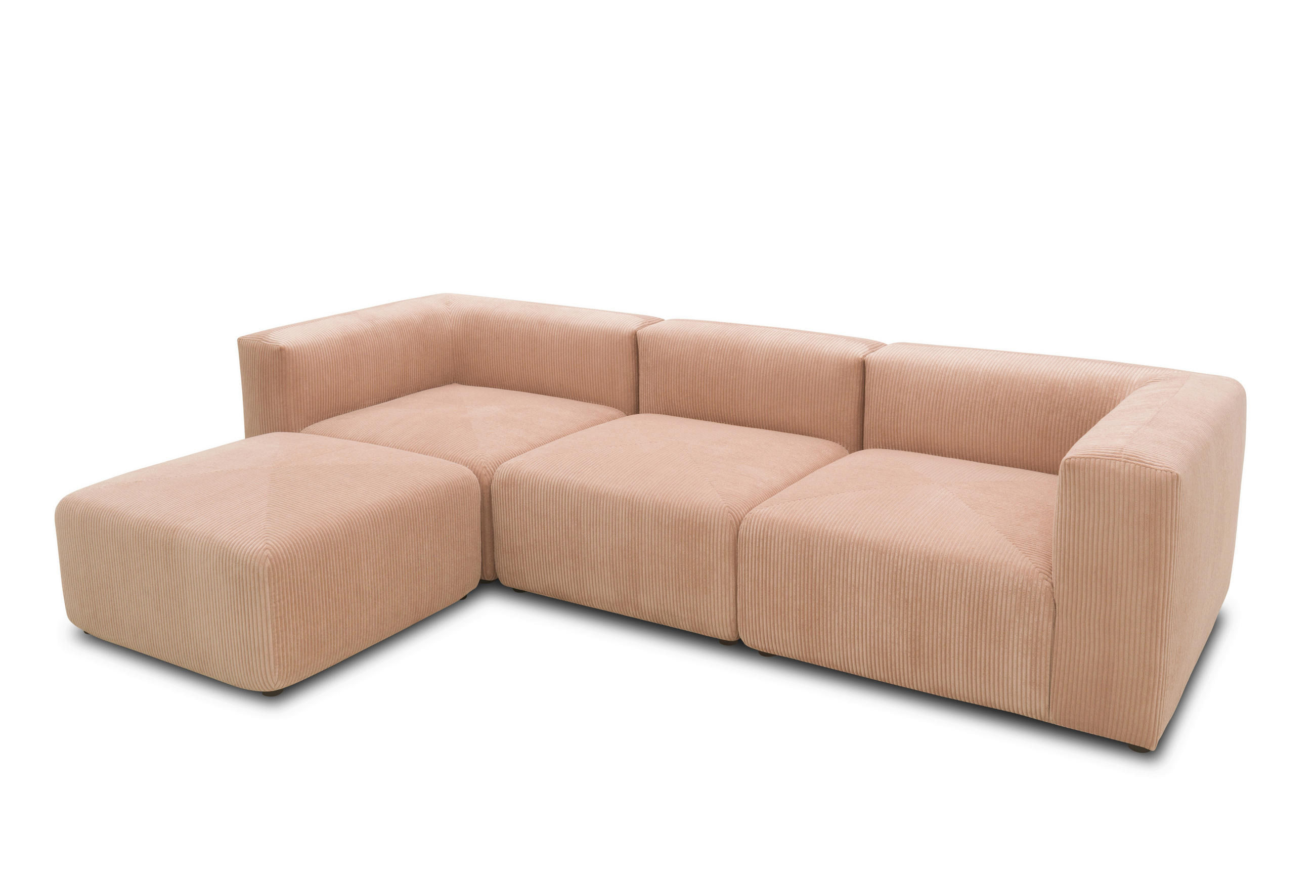 ECKSOFA Rosa, Roségold Cord, Mikrofaser  - Roségold/Schwarz, Design, Kunststoff/Textil (301/69/193cm) - MID.YOU