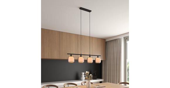 HÄNGELEUCHTE Asellus 100/15/150 cm  - Schwarz/Weiß, Basics, Glas/Metall (100/15/150cm) - Novel