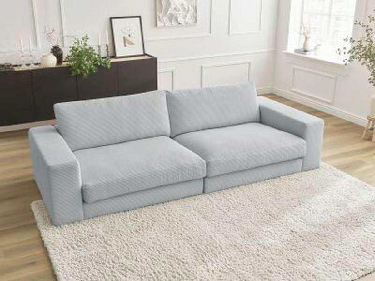 3-SITZER-SOFA LEONARD Cord Hellgrau  - Hellgrau/Schwarz, MODERN, Kunststoff/Textil (234/77/109cm)