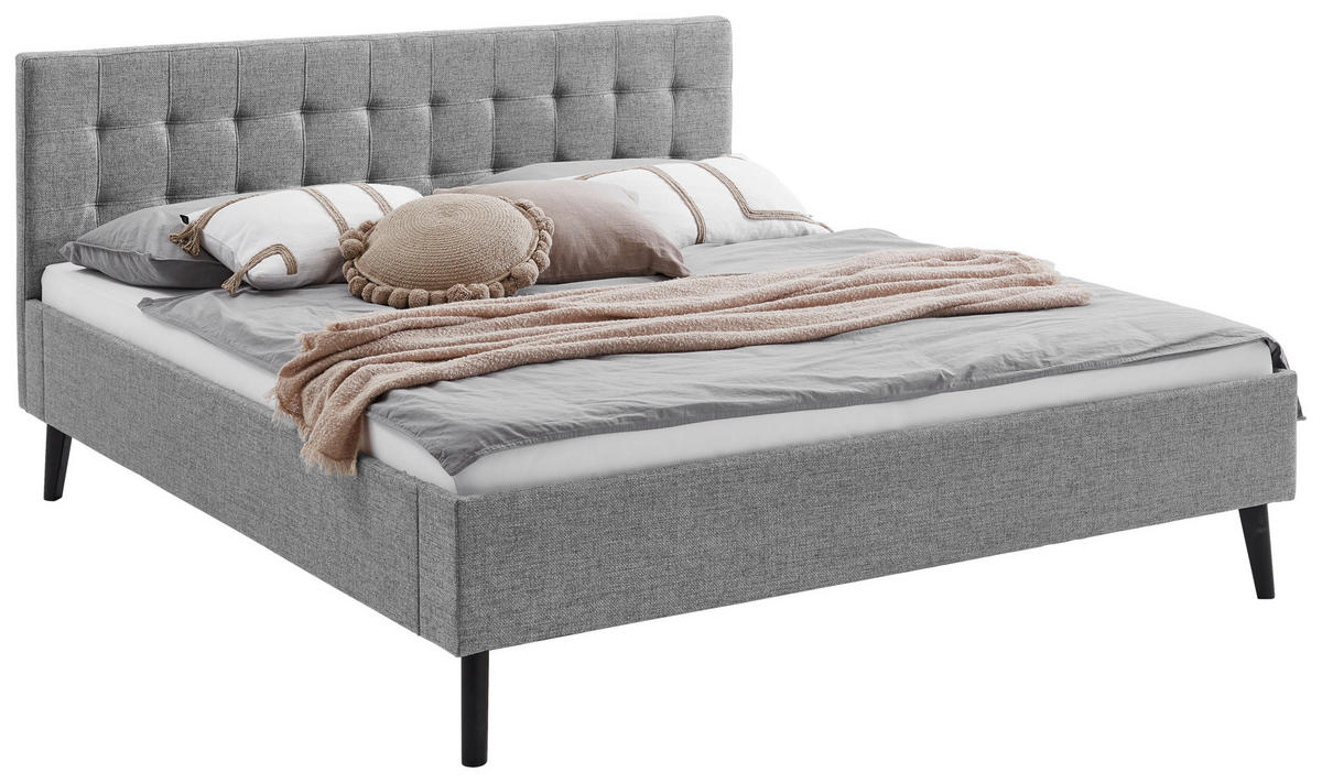 POLSTERBETT Grau 180/200 cm  - Schwarz/Grau, Basics, Holz/Textil (180/200cm) - Boxxx