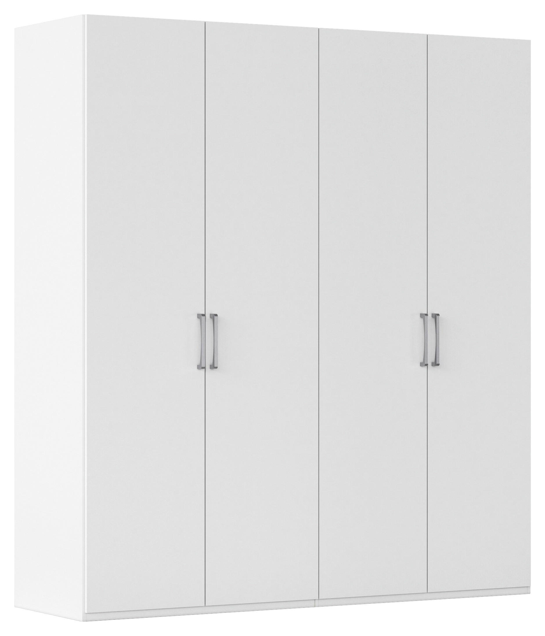 DREHTÜRENSCHRANK 201/223/61 cm,  in Weiß, 4-türig  - Edelstahlfarben/Weiß, Basics, Holzwerkstoff/Metall (201/223/61cm) - Novel