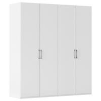 DREHTÜRENSCHRANK 201/235/61 cm,  in Weiß, 4-türig  - Edelstahlfarben/Weiß, Basics, Holzwerkstoff/Metall (201/235/61cm) - Novel