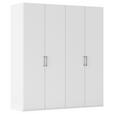 DREHTÜRENSCHRANK 201/223/61 cm,  in Weiß, 4-türig  - Edelstahlfarben/Weiß, Basics, Holzwerkstoff/Metall (201/223/61cm) - Novel