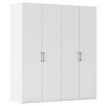 DREHTÜRENSCHRANK 201/223/61 cm,  in Weiß, 4-türig  - Edelstahlfarben/Weiß, Basics, Holzwerkstoff/Metall (201/223/61cm) - Novel