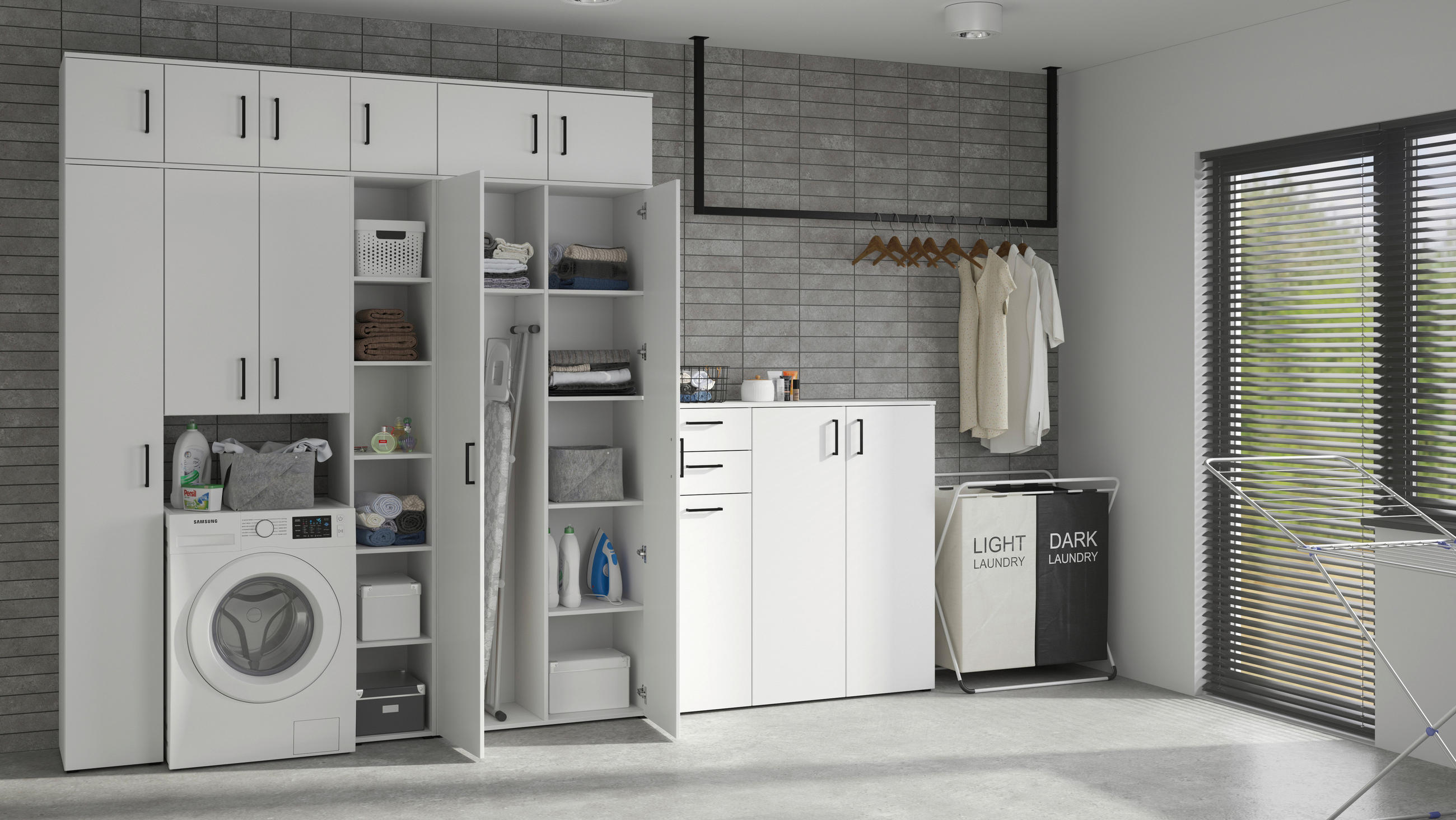 DULAP MULTIFUNCȚIONAL in alb  - alb/antracit, Modern, plastic/material pe bază de lemn (80/195/40cm) - Carryhome
