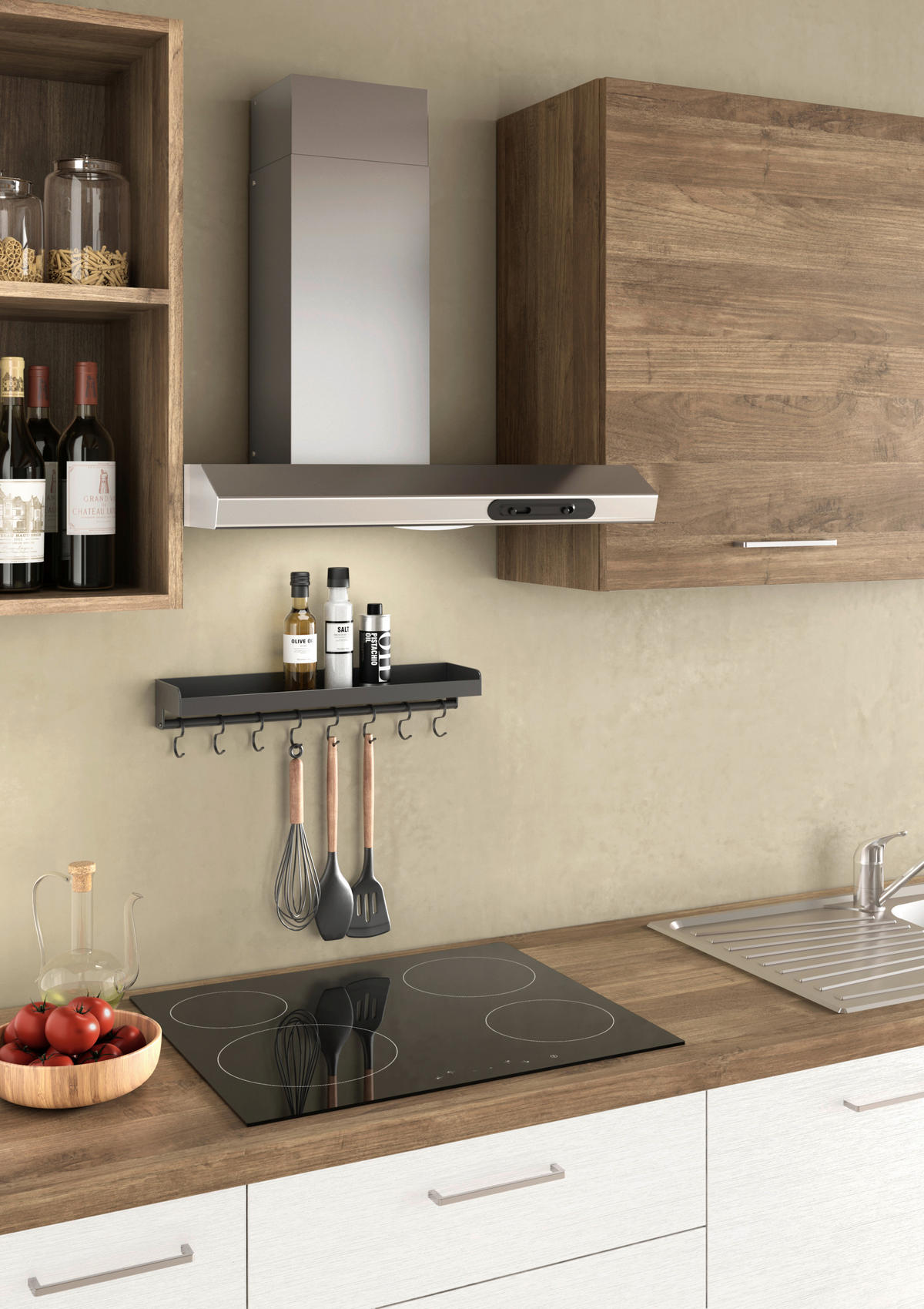 KUHINJSKI BLOK - barva oreha/barve niklja, Trendi, kovina/umetna masa (315cm) - Italstyle