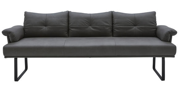 SITZBANK 239/86/69 cm in Anthrazit, Schwarz - Anthrazit/Schwarz, Design, Leder/Holz (239/86/69cm) - Dieter Knoll