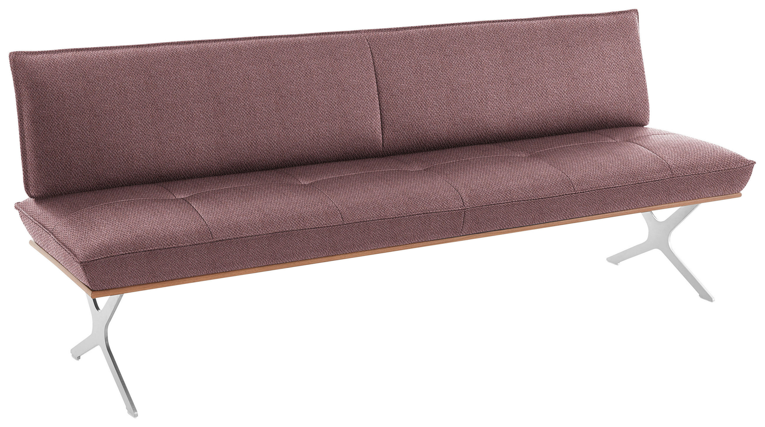 SITZBANK 214/88/66 cm  in Nussbaumfarben, Nickelfarben, Altrosa  - Edelstahlfarben/Nussbaumfarben, Design, Holz/Textil (214/88/66cm) - Koinor