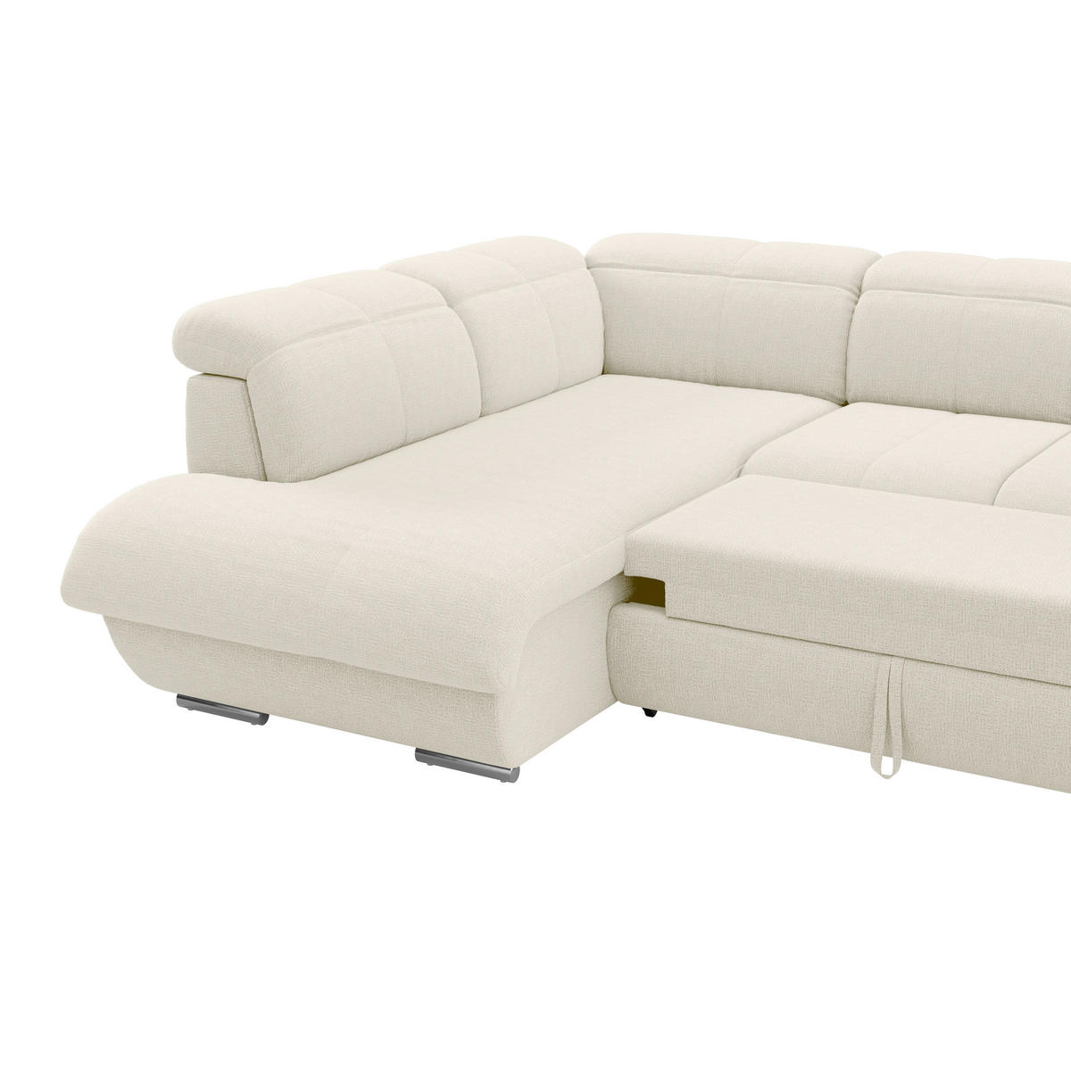 WOHNLANDSCHAFT MULTI Elfenbein Chenille  - Chromfarben/Elfenbein, MODERN, Textil/Metall (228/345/184cm) - Livetastic