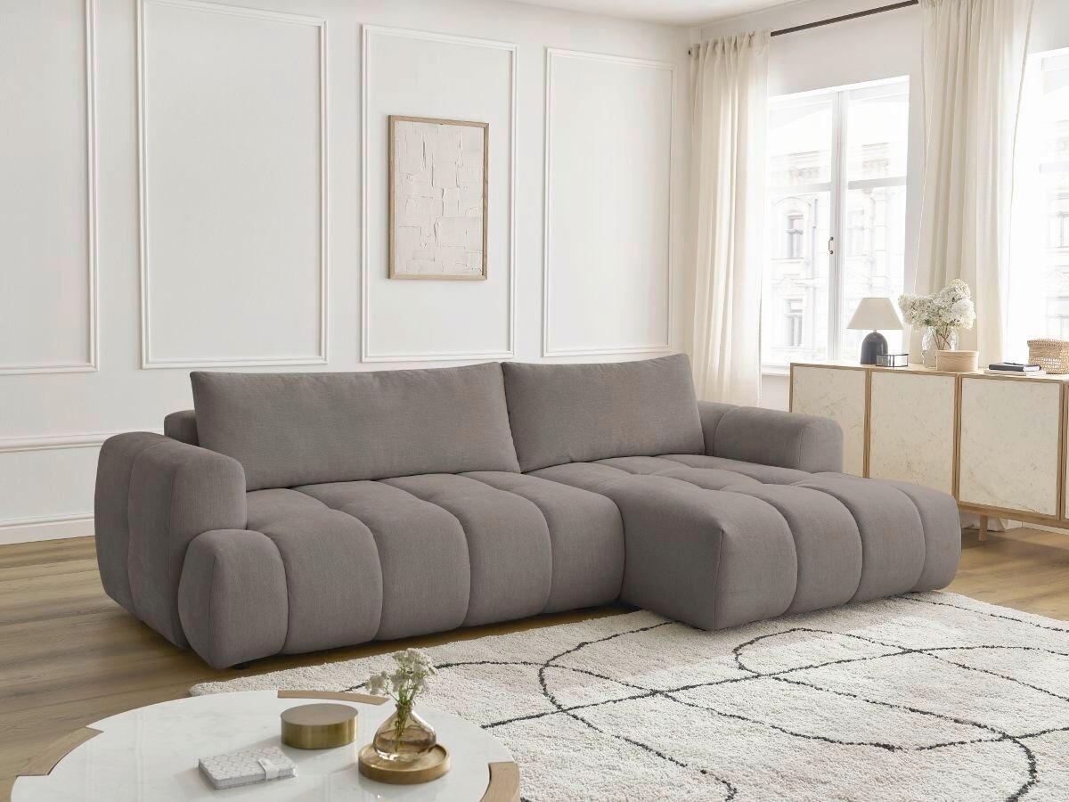 ECKSCHLAFSOFA FUJI Leinenoptik Taupe  inkl.  - Taupe/Schwarz, MODERN, Kunststoff/Textil (292/160cm)