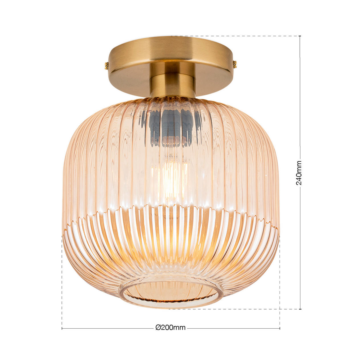 DECKENLEUCHTE Carneval 20/24 cm   - Bernsteinfarben/Bronzefarben, LIFESTYLE, Glas/Metall (20/24cm)