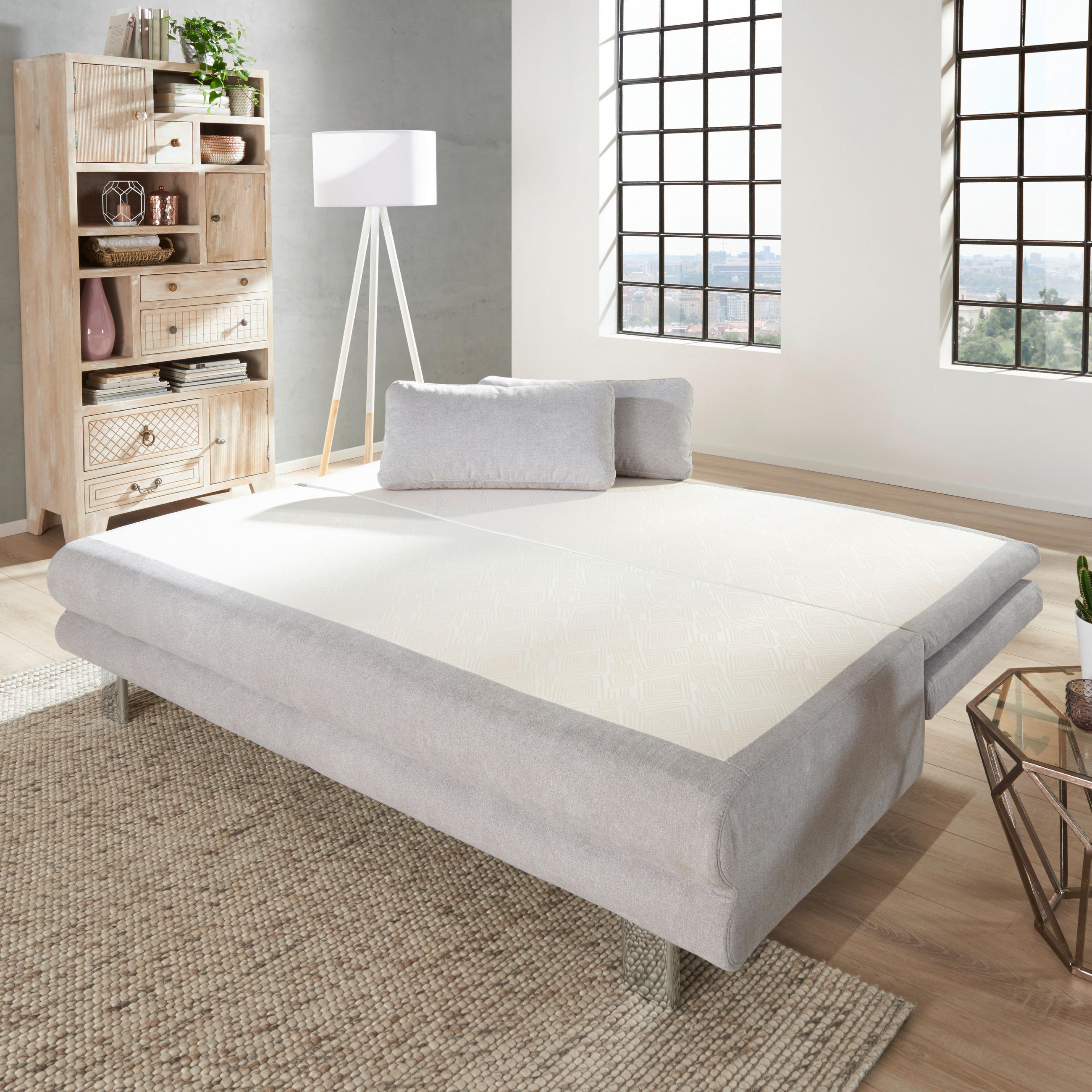 Thumbnail - Novel Schlafsofa Bruno, Grau, Textil, Uni, 2-Sitzer, 194x96x86 cm, Fußauswahl, Stoffauswahl, Wohnzimmer, Sofas & Couches...