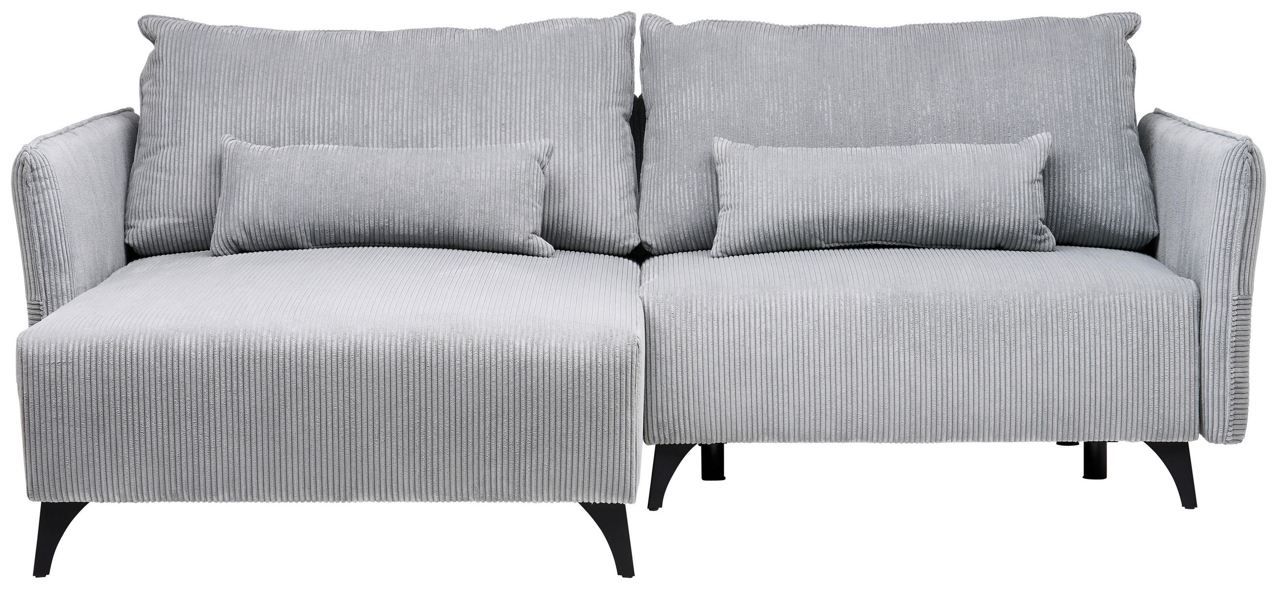 ECKSOFA Grau Cord  - Schwarz/Grau, Design, Textil/Metall (175/254cm) - Stylife