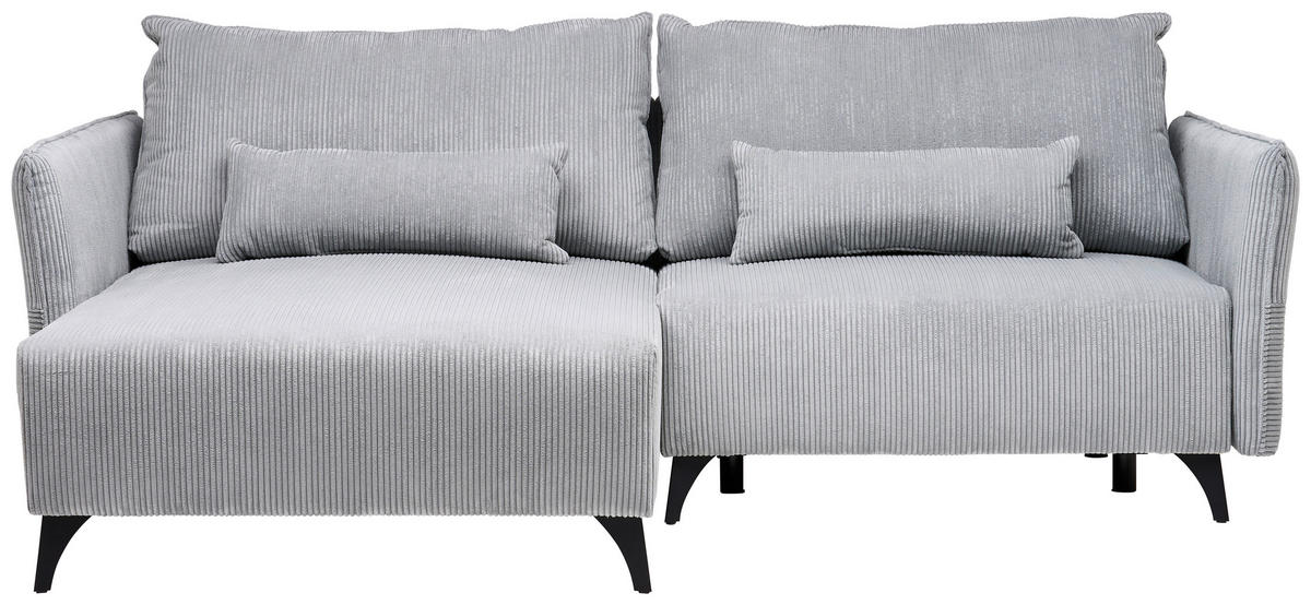 ECKSOFA Grau Cord  - Schwarz/Grau, Design, Textil/Metall (175/254cm) - Stylife
