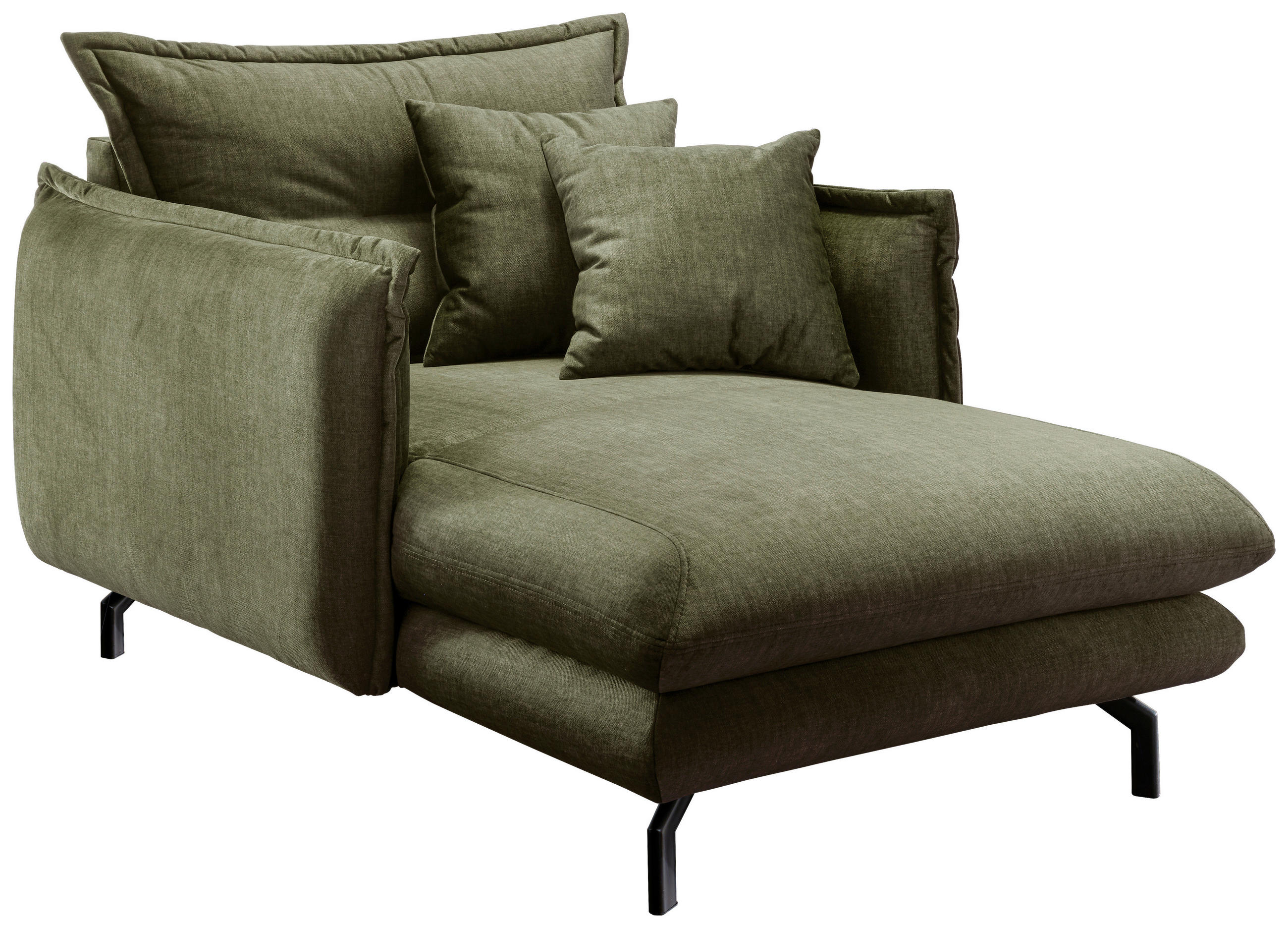 XXL-SESSEL in Velours Grün  - Schwarz/Grün, Modern, Textil/Metall (111/101/167cm) - Livetastic