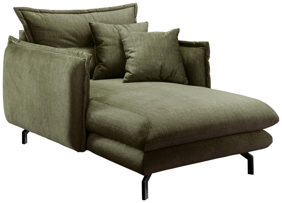 XXL-SESSEL in Velours Grün  - Schwarz/Grün, Modern, Textil/Metall (111/101/167cm) - Livetastic