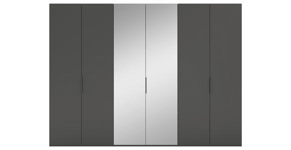 DREHTÜRENSCHRANK 300/223/62 cm 6-türig Anthrazit - Anthrazit/Schwarz, KONVENTIONELL, Glas/Holzwerkstoff (300/223/62cm) - Novel