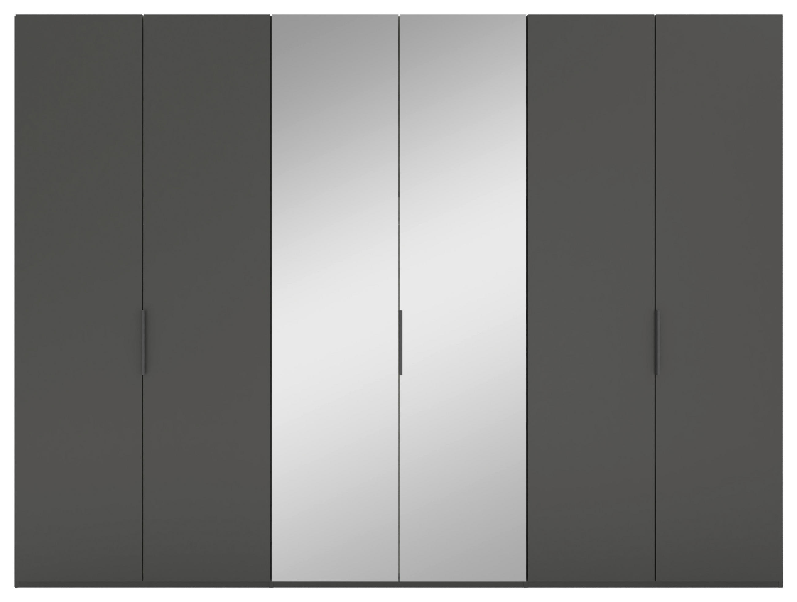 DREHTÜRENSCHRANK 300/223/62 cm 6-türig Anthrazit  - Anthrazit/Schwarz, KONVENTIONELL, Glas/Holzwerkstoff (300/223/62cm) - Novel