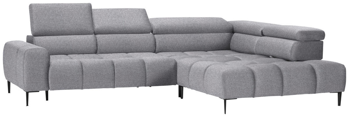 ECKSOFA in Webstoff Grau  300/216 cm  - Schwarz/Grau, Design, Textil/Metall (300/216cm) - Welnova