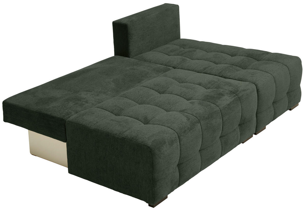 ECKSOFA in Chenille Dunkelgrün  - Dunkelgrün/Schwarz, MODERN, Kunststoff/Textil (204/145cm) - home24