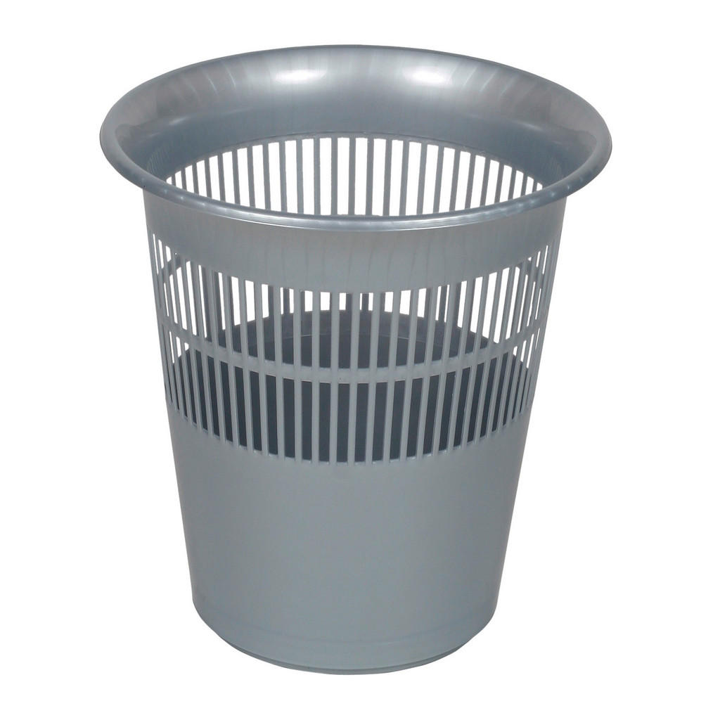Papierkorb Jasper Silber Kunststoff D: 29 cm Gitterkorb