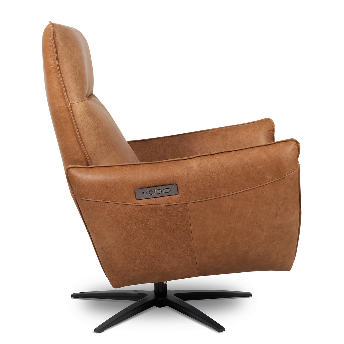 RELAXSESSEL Leder Cognac  - Cognac/Schwarz, Design, Leder/Metall (77/107/88cm) - Livetastic