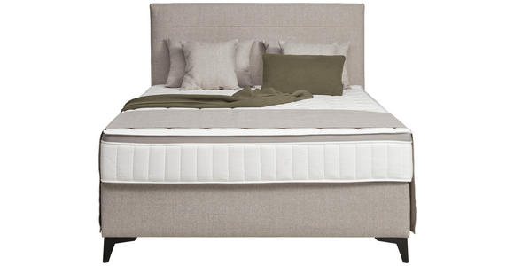 BOXSPRINGBETT 140/200 cm  in Beige  - Beige/Schwarz, Design, Kunststoff/Textil (140/200cm) - Hom`in
