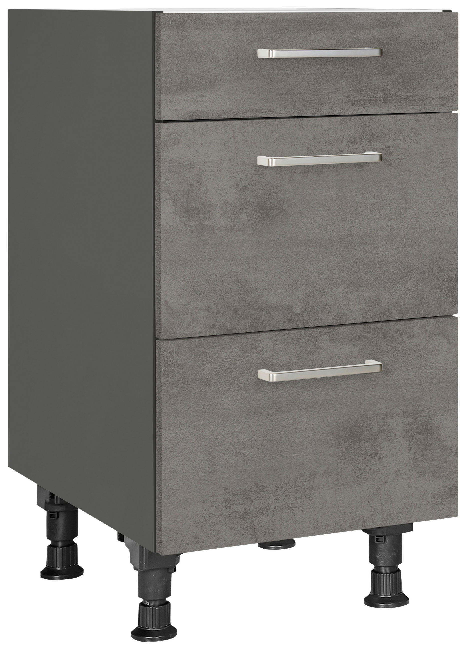 SCHUBKASTENUNTERSCHRANK 45/87/56 cm in Schieferfarben - Schieferfarben/Edelstahlfarben, MODERN, Holzwerkstoff/Metall (45/87/56cm) - Nobilia