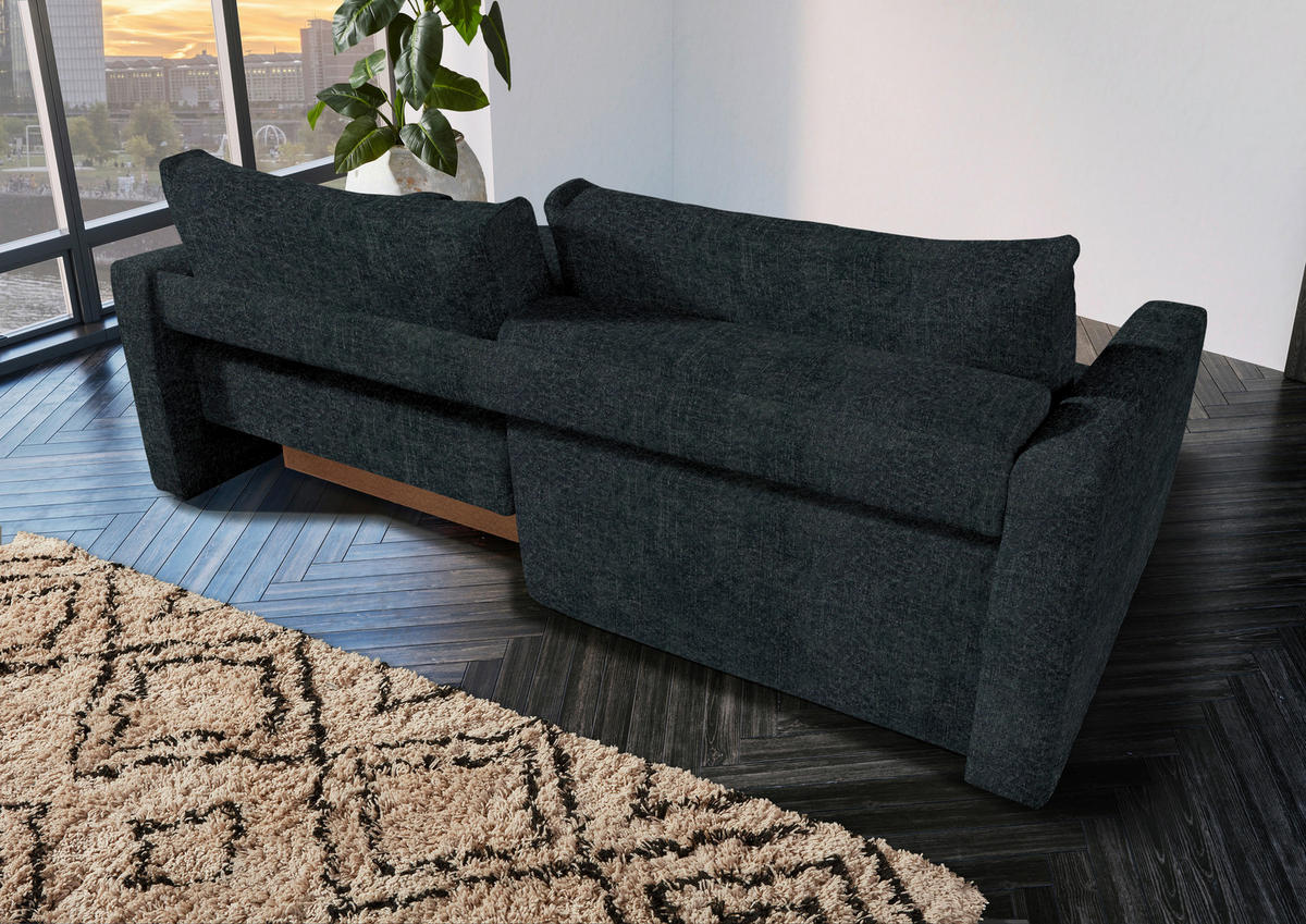 2,5-SITZER in Velours Anthrazit  - Anthrazit/Schwarz, Design, Kunststoff/Textil (240/70/125cm) - Xora