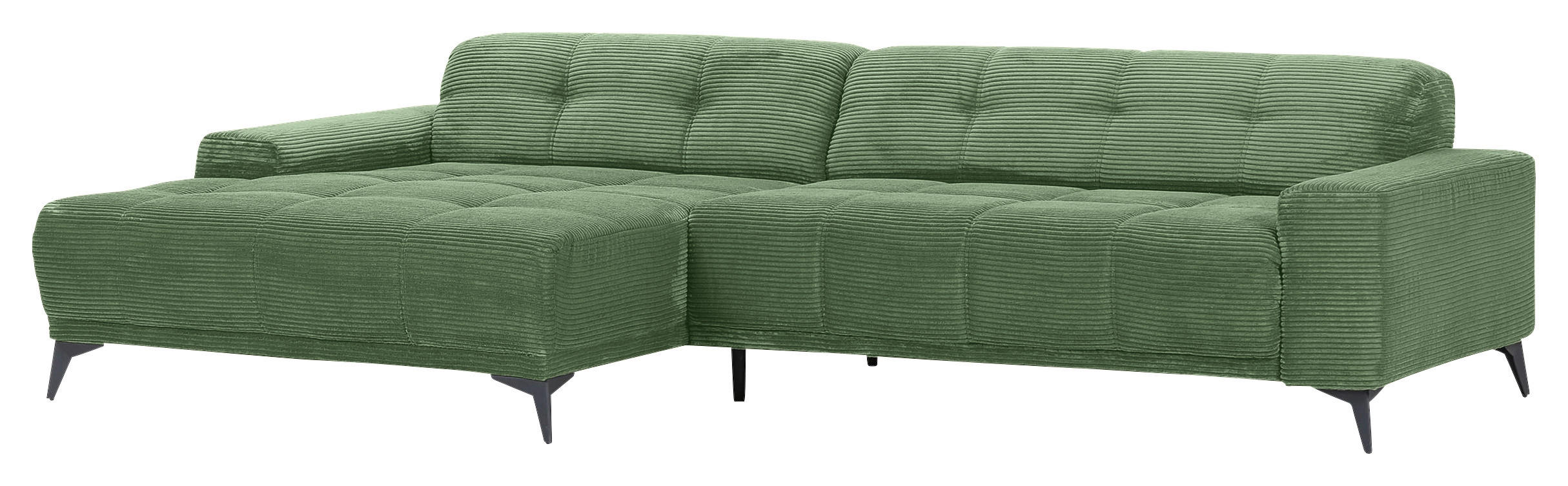 Thumbnail - Carryhome Ecksofa, Olivgrün, Textil, 2-3-Sitzer, Ottomane links, L-Form, 295x165 cm, seitenverkehrt erhältlich, Rücken e...