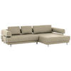ECKSOFA in Echtleder Sandfarben  - Sandfarben, Design, Leder/Metall (307/188cm)