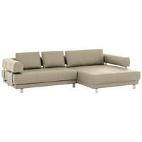 ECKSOFA in Echtleder Sandfarben  - Sandfarben, Design, Leder/Metall (307/188cm)