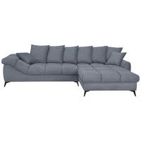 ECKSOFA Grau Cord Rückenkissen, Armlehnenkissen, Rücken echt  - Schwarz/Grau, KONVENTIONELL, Textil/Metall (332/231cm) - Carryhome