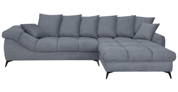 ECKSOFA Grau Cord Rückenkissen, Armlehnenkissen, Rücken echt  - Schwarz/Grau, KONVENTIONELL, Textil/Metall (332/231cm) - Carryhome