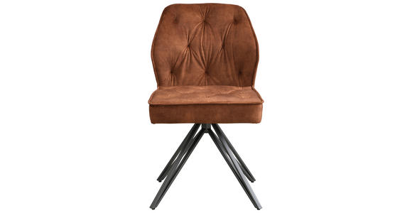 STUHL   Webstoff  Schwarz, Cognac  - Cognac/Schwarz, Design, Textil/Metall (50/85/60cm) - Carryhome