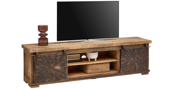 LOWBOARD in 180/50/40 cm - Schwarz/Naturfarben, Trend, Holz/Metall (180/50/40cm) - Landscape