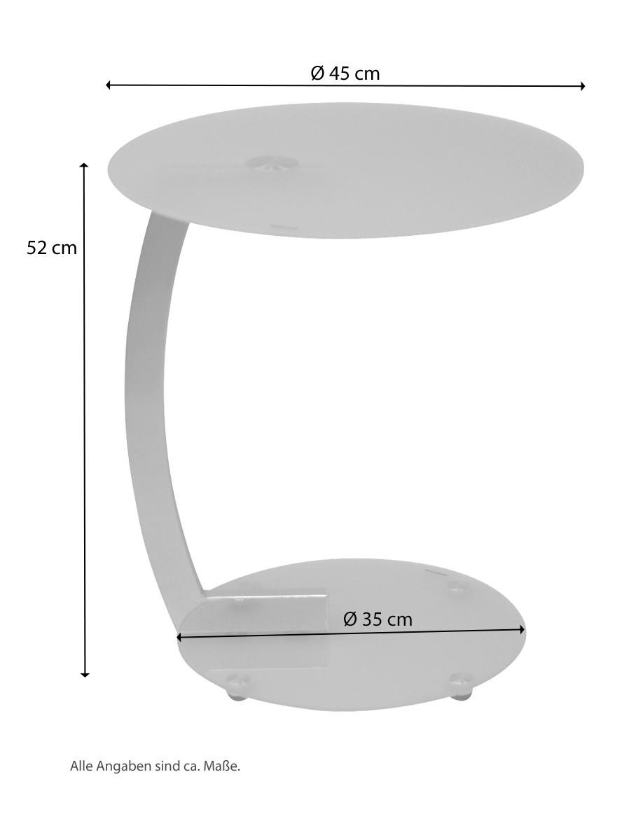 BEISTELLTISCH 45/45/52 cm Weiß, Chromfarben rund  - Chromfarben/Weiß, Design, Glas/Metall (45/45/52cm) - MID.YOU