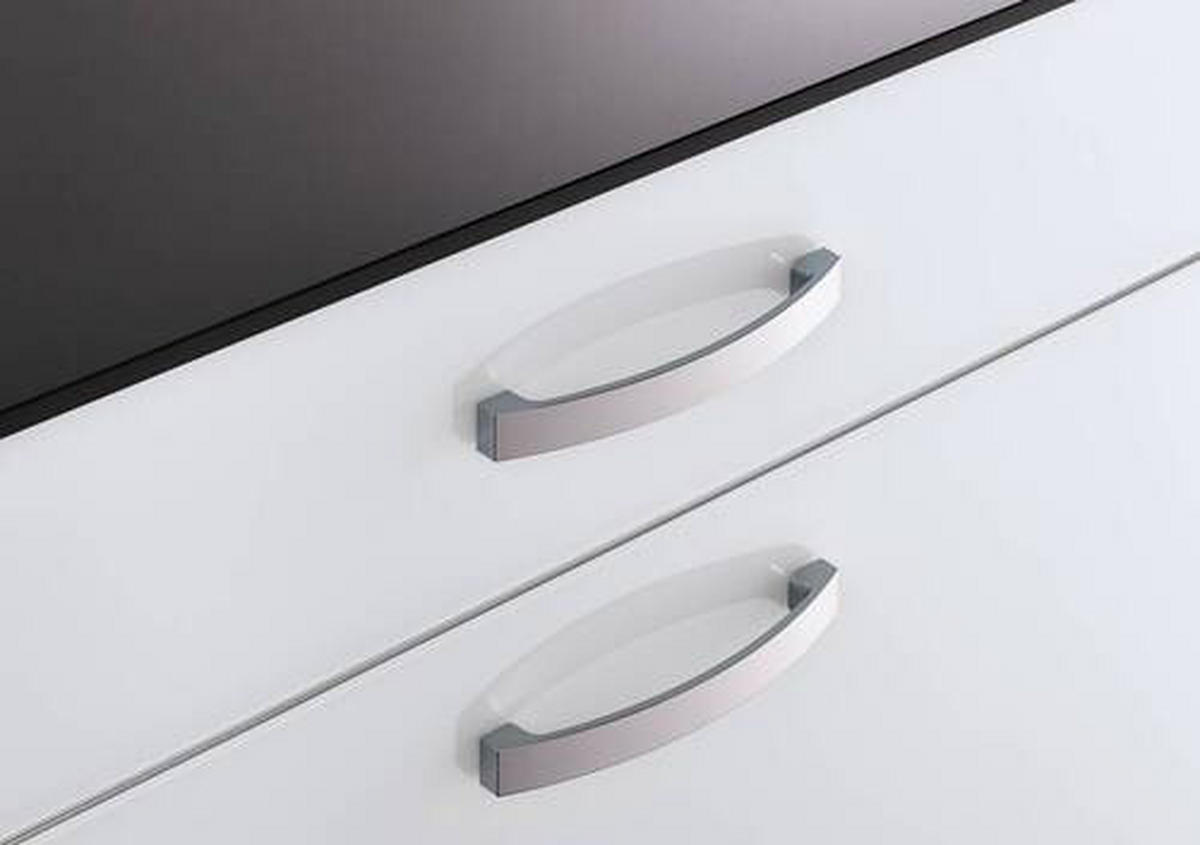 SCHUHKIPPER - Weiss Hochglanz/Chromfarben, Design, Glas/Holzwerkstoff (117/97/35cm) - Moderano
