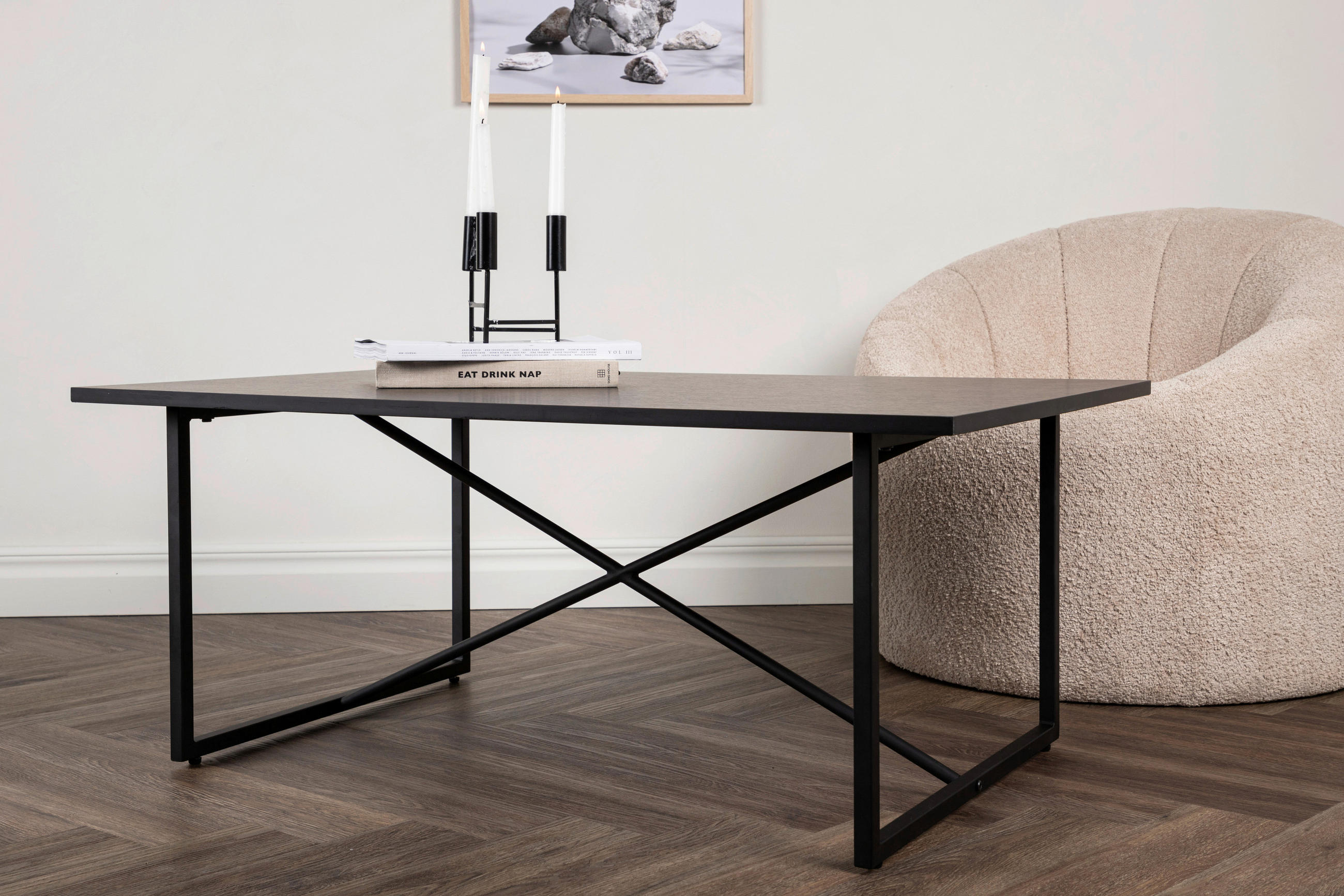 COUCHTISCH 110/70/45 cm rechteckig Schwarz  - Schwarz, Design, Holz/Metall (110/70/45cm) - Livetastic
