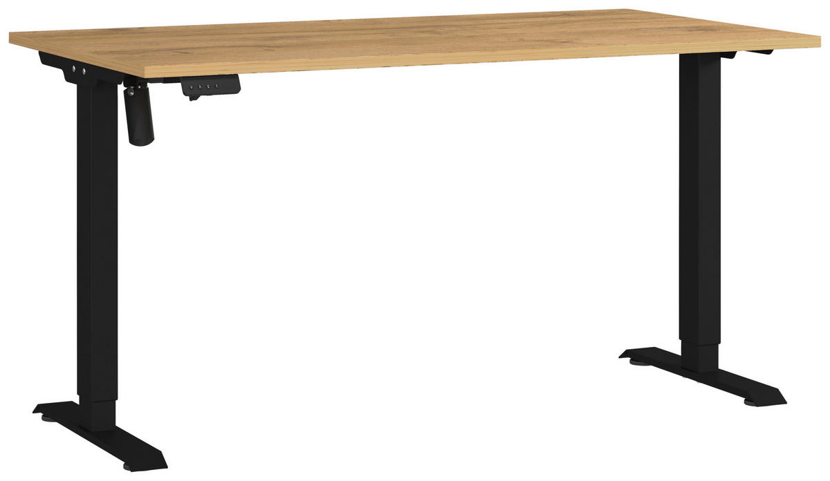 SCHREIBTISCH höhenverstellbar  - Eichefarben/Schwarz, MODERN, Holzwerkstoff/Metall (140/80/71-119cm) - Germania