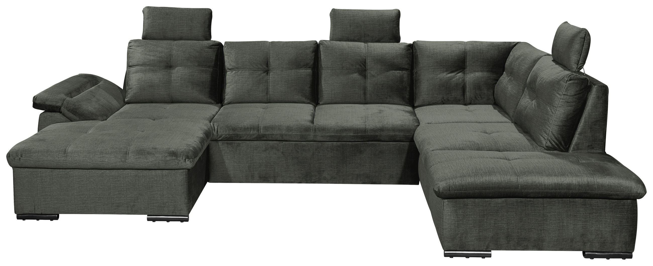 WOHNLANDSCHAFT in Mikrovelours Dunkelgrün  - Dunkelgrün/Schwarz, KONVENTIONELL, Kunststoff/Textil (127/334/217cm) - Carryhome