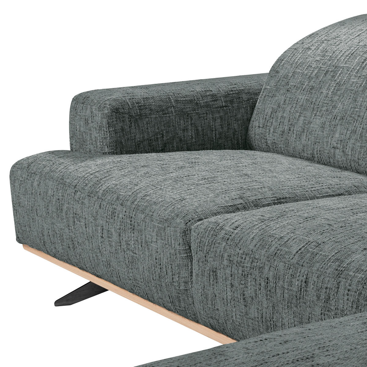 ECKSOFA PORTLAND Anthrazit Struktur Kopfteilverstellung  - Anthrazit/Schwarz, Design, Holz/Textil (295/187cm) - Livetastic