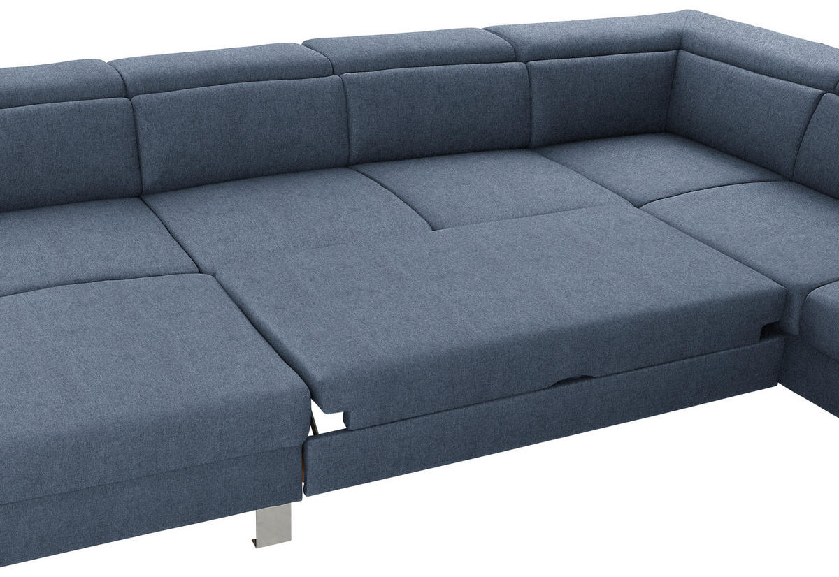 WOHNLANDSCHAFT in Webstoff Blau  - Blau/Silberfarben, Design, Textil/Metall (168/320/226cm) - Xora