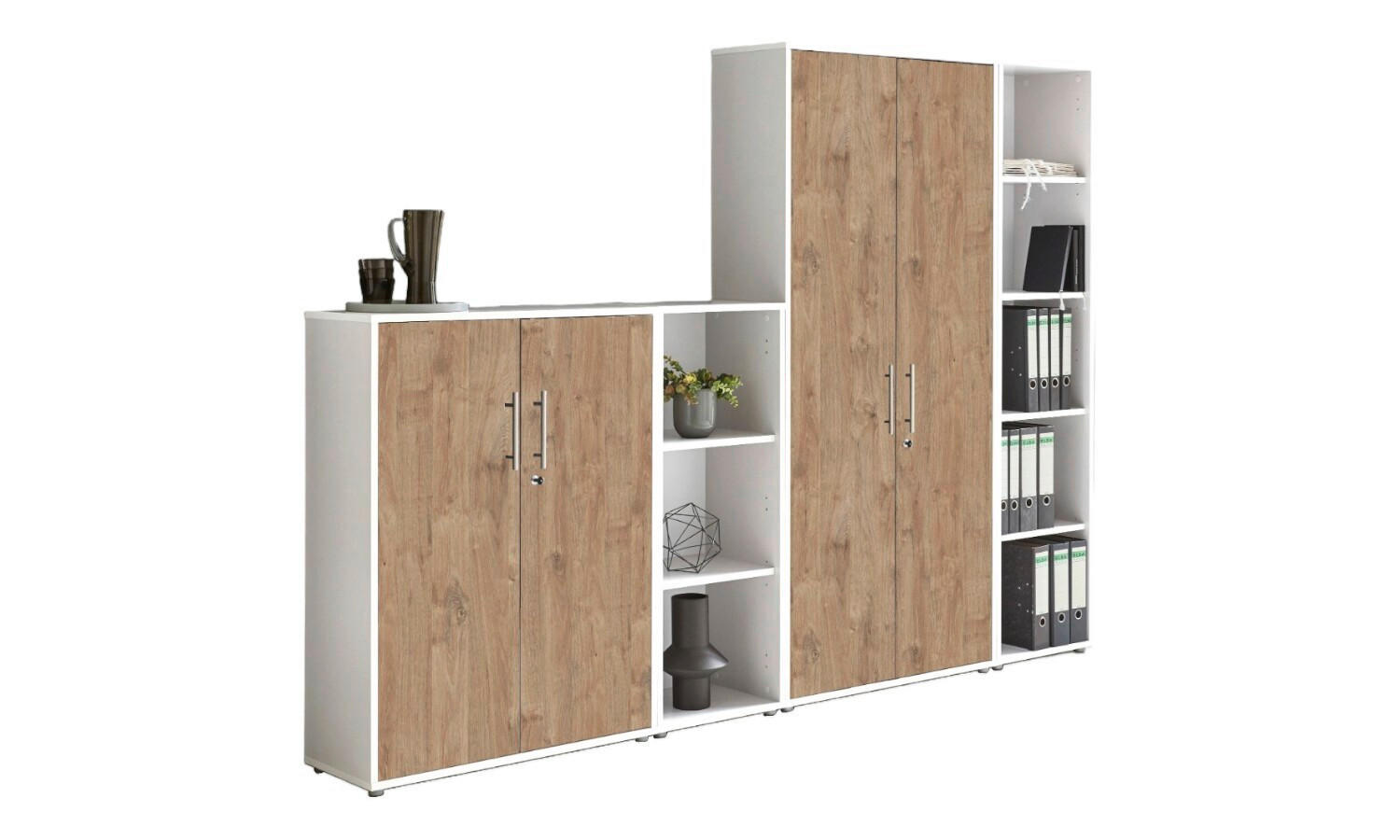 AKTENSCHRANK Weiß, Eichefarben  - Eichefarben/Weiß, MODERN, Holzwerkstoff (257/186/33cm) - MID.YOU