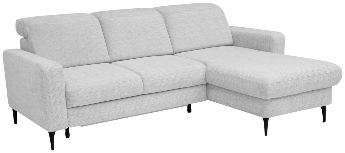 ECKSOFA FABIO Hellgrau Chenille Bettkasten, Kopfteilverstellung  - Hellgrau/Schwarz, Design, Textil/Metall (174/223cm) - Livetastic