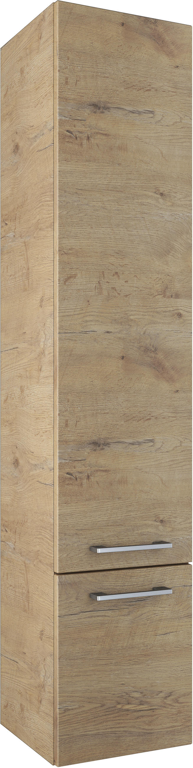 HOCHSCHRANK 35/168/35 cm  - Chromfarben/Wildeiche, Basics, Glas/Holzwerkstoff (35/168/35cm)