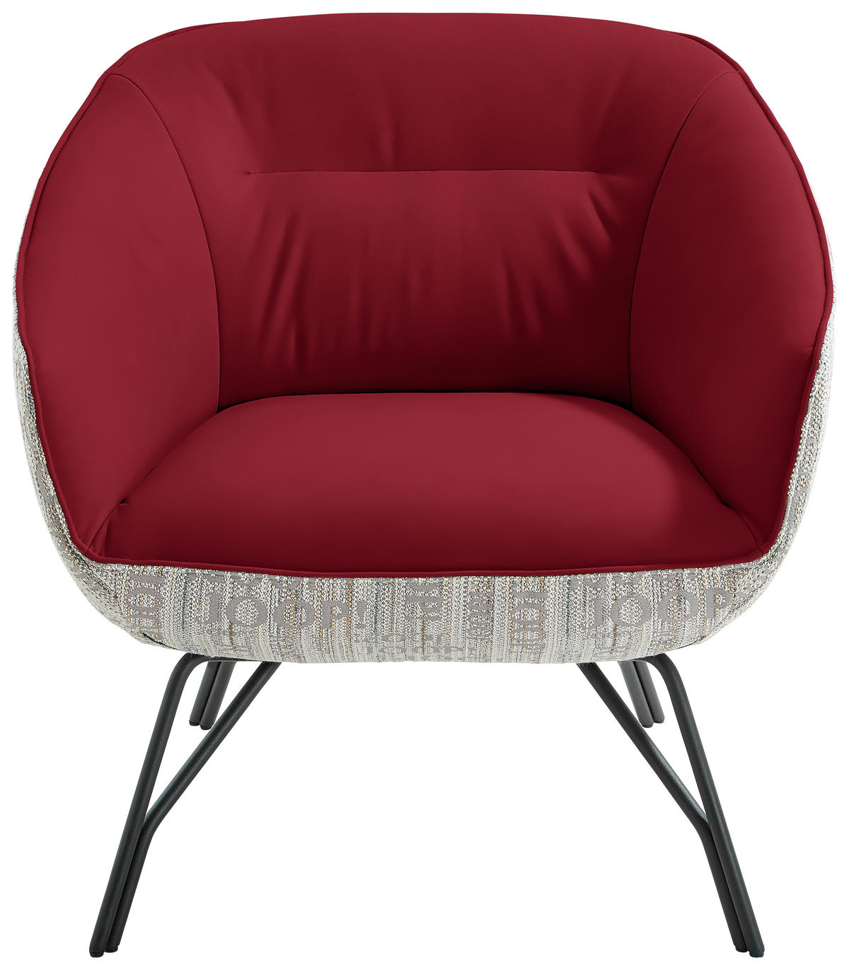 COCKTAILSESSEL - Anthrazit/Rot, Design, Leder/Textil (76/80/73cm) - Joop!