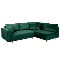 ECKSOFA Ariella in Samt Grün  231/161 cm  - Naturfarben/Grün, Design, Holz/Textil (231/161cm) - Livetastic