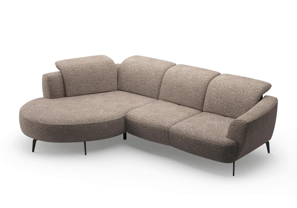 ECKSOFA in Chenille Cappuccino  199/309 cm  - Schwarz/Cappuccino, KONVENTIONELL, Textil/Metall (199/309cm) - Sit & More