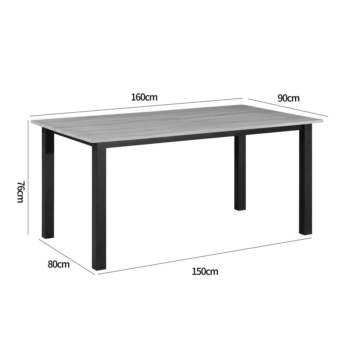 ESSTISCH 160/90/76 cm Nachbildung  Metall, Holzwerkstoff gastro- und objekttauglich rechteckig Eichefarben  - Eichefarben/Schwarz, MODERN, Holzwerkstoff/Metall (160/90/76cm) - MID.YOU
